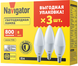 Лампа Navigator 95 490 NLL-03-02 (C37-8-230-4K-E14-FR-PACK3)