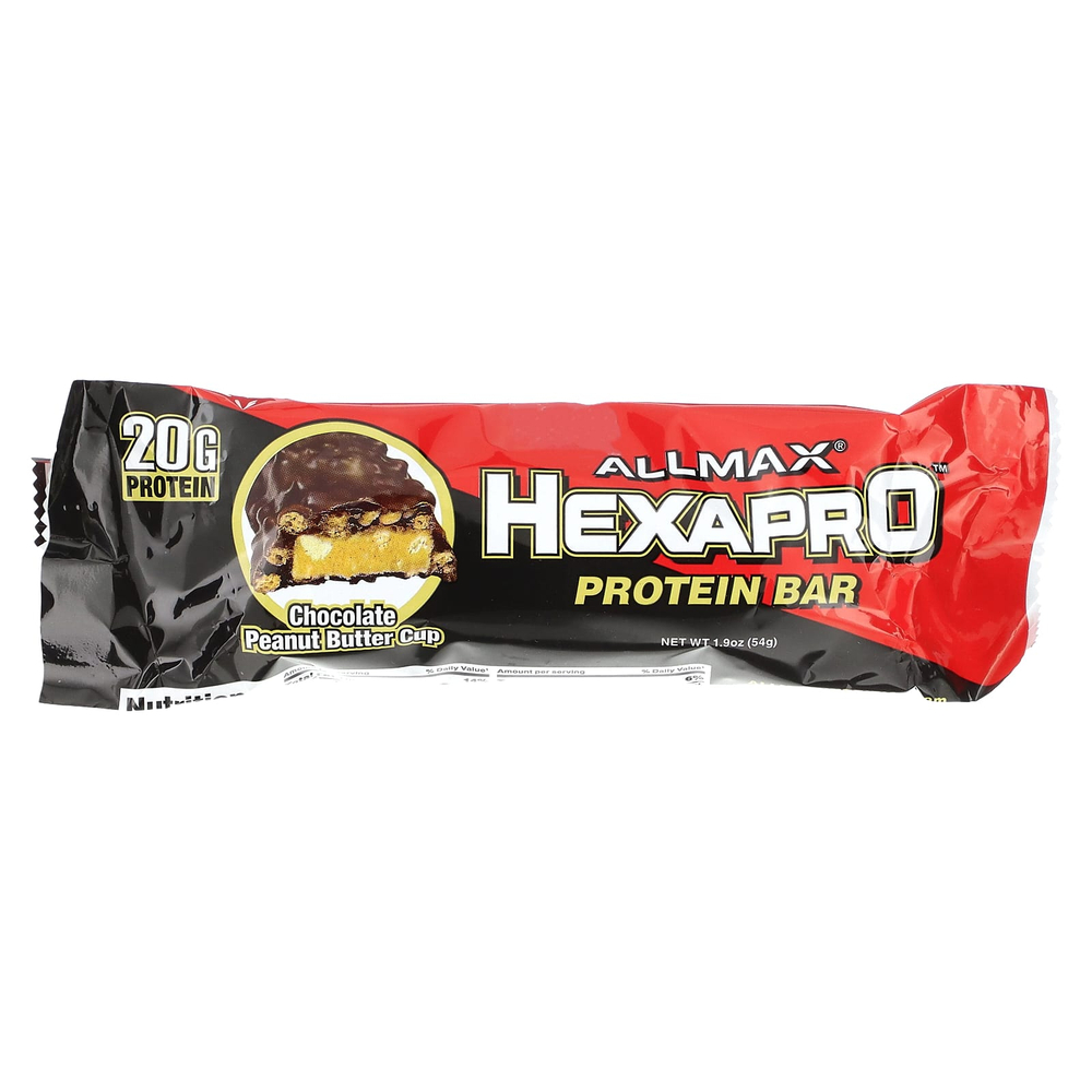 ALLMAX, Hexapro™, протеиновый батончик, с шоколадно-арахисовой пастой, 12 батончиков по 54 г (1,9 унции)