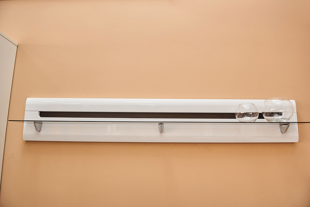 Полка навесная 2 Стокгольм белый/белый глянец