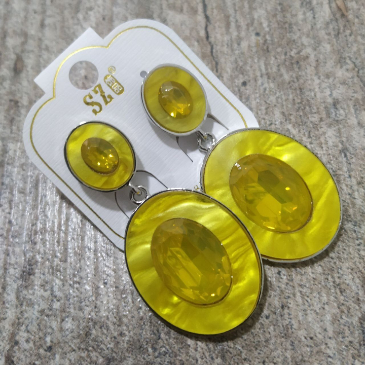 Клипсы Сияние Кристалл 2 овала цвет желтый металл серебристый