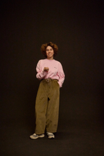 Брюки-бананы из вельвета, хаки