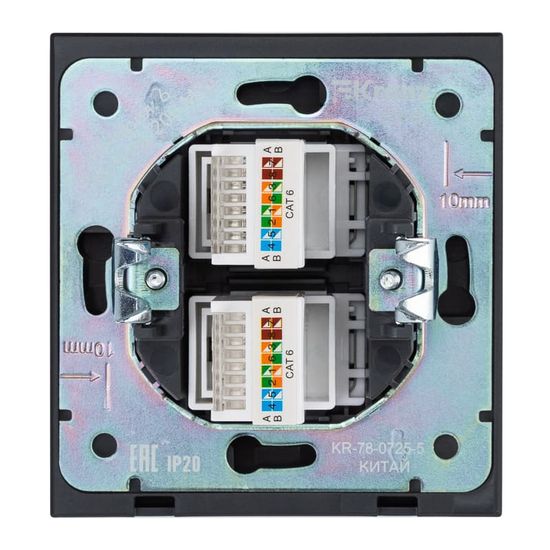 Розетка STRONG компьютерная двойная RJ45+RJ45 кат6 с/у антрацит KRANZ