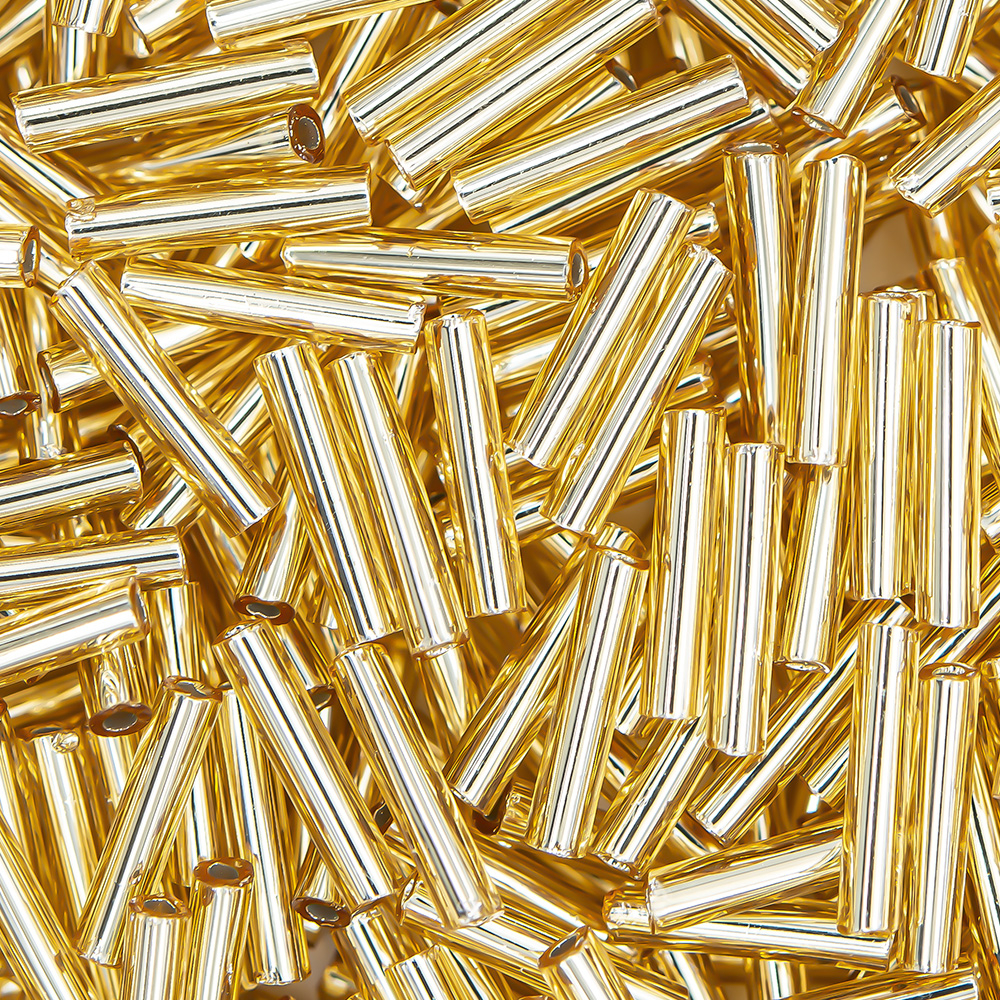 Японский бисер TOHO Bugle (стеклярус) 9mm (№22), с внутренним серебрением, прозрачный