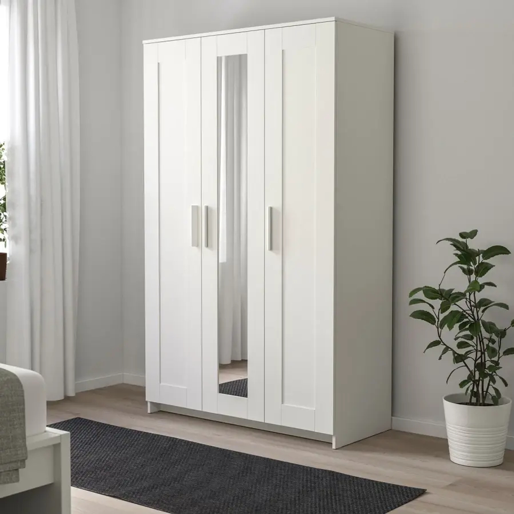 Шкаф платяной 3-дверный - IKEA BRIMNES/БРИМНЭС/БРИМНЕС ИКЕА, 117х190 см, белый,