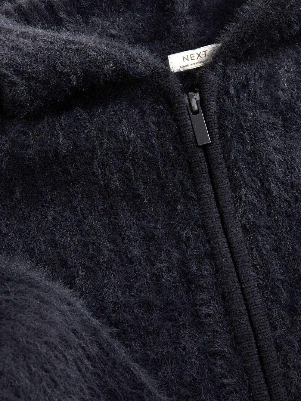 Толстовка пушистая с капюшоном на молнии для девочки Next Q87-988, Темно-серый