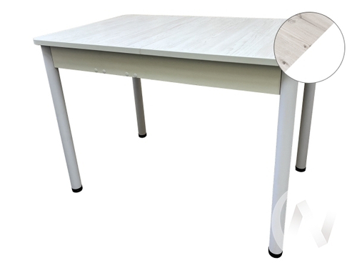 Стол раздвижной Лидер (опоры белый/пластик сосна бискайская; кромка белая)