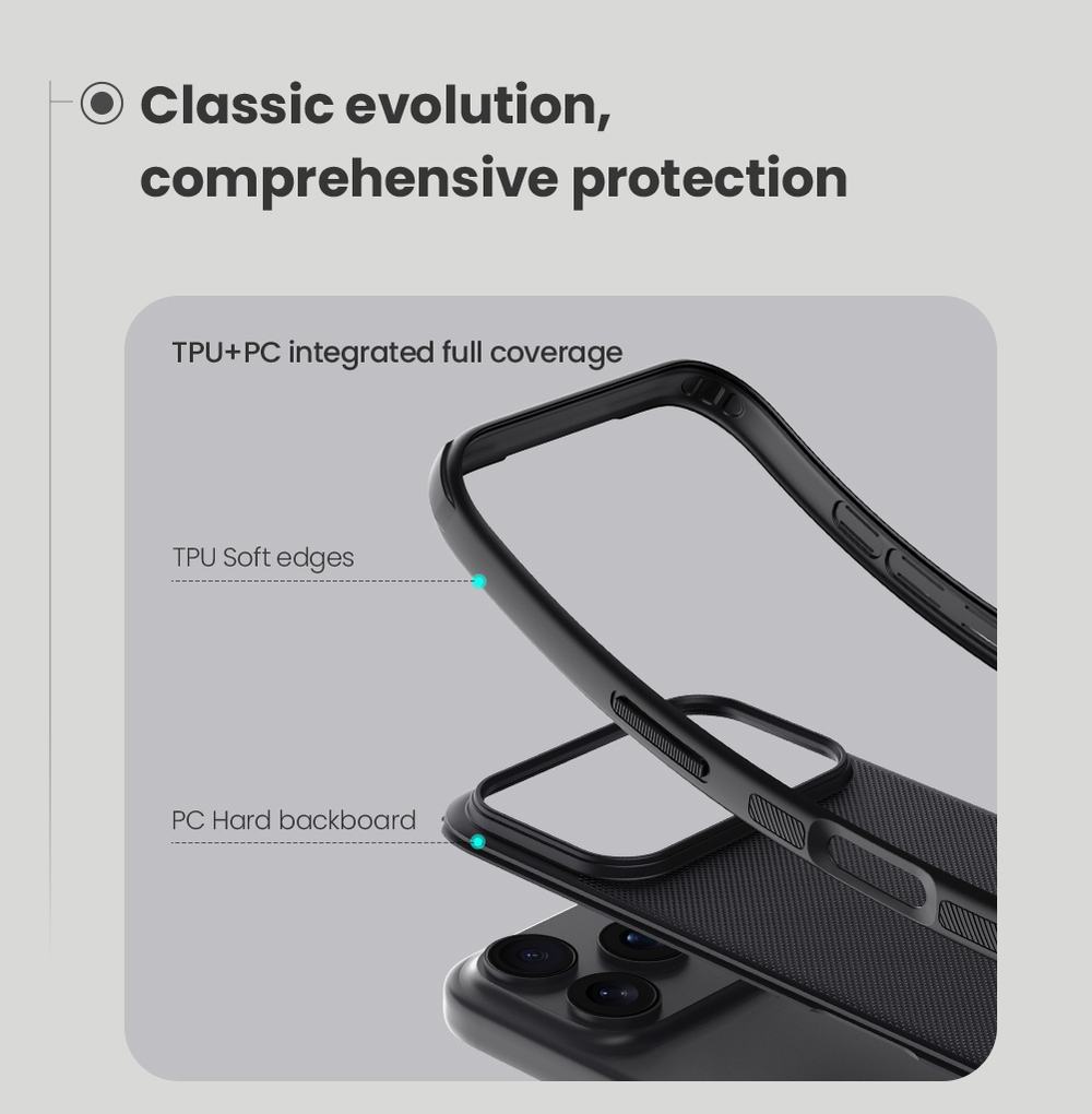 Противоударный чехол черного цвета от Nillkin для смартфона iPhone 17 Pro Max, серия Super Frosted Shield Pro