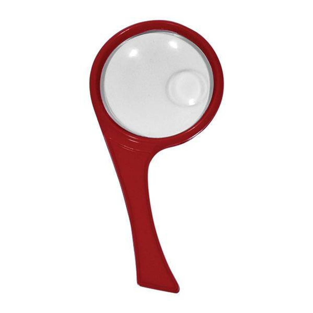 Лупа 75мм 2х/4х-КРАТНАЯ С РУЧКОЙ красн. пластик