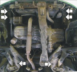 Усиленная защита Motodor картера двигателя, кпп. 2 мм, сталь. для Mitsubishi Mirage 1995-2003,Mitsubishi Colt 1995-2000 арт.01330