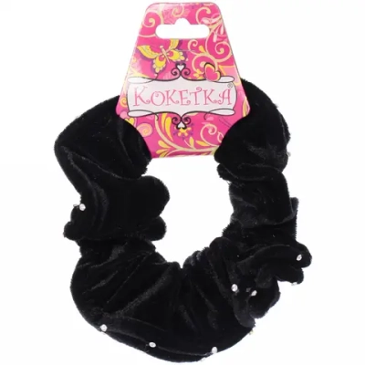 Резинка для волос 1шт «Кокетка - Your Radiance», цвет черный, парные стразы, d-12см ●