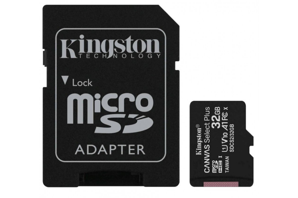 Карта памяти Kingston microSDHC Canvas Select Plus Class 10 UHS-I U1 (100MB/s) 32GB + ADP