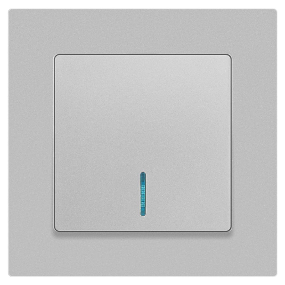 Выключатель Intro Accent 6-102-03 с подсветкой, 10А-250В, IP20, СУ, AL/CU, алюминий