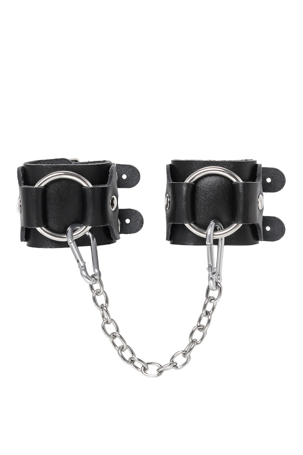 Наручники-браслеты с двумя ремешками натуральная кожа чёрные