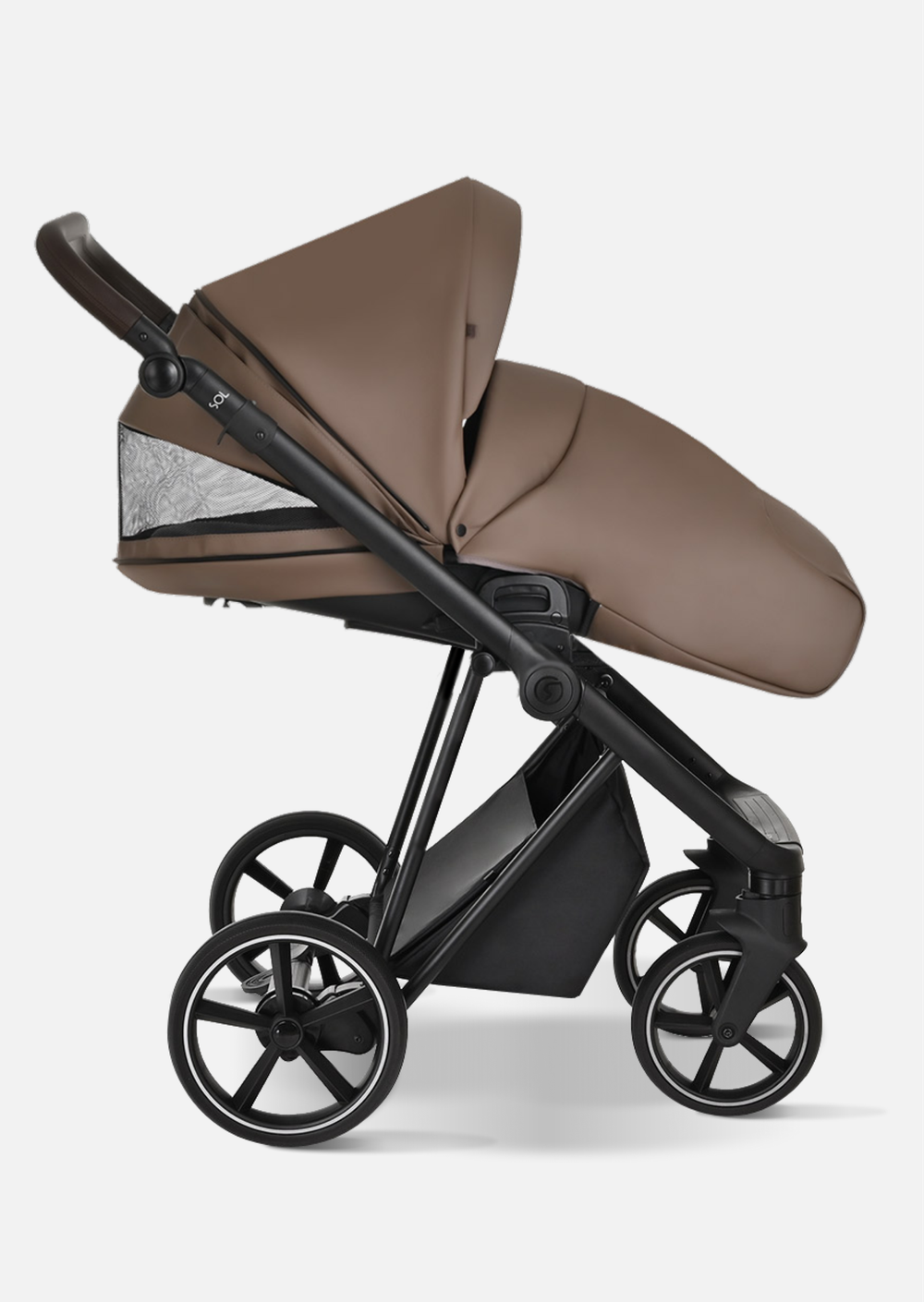 Roan Коляска 2 в 1 Sol Leather Camel Black Тем.коричневый