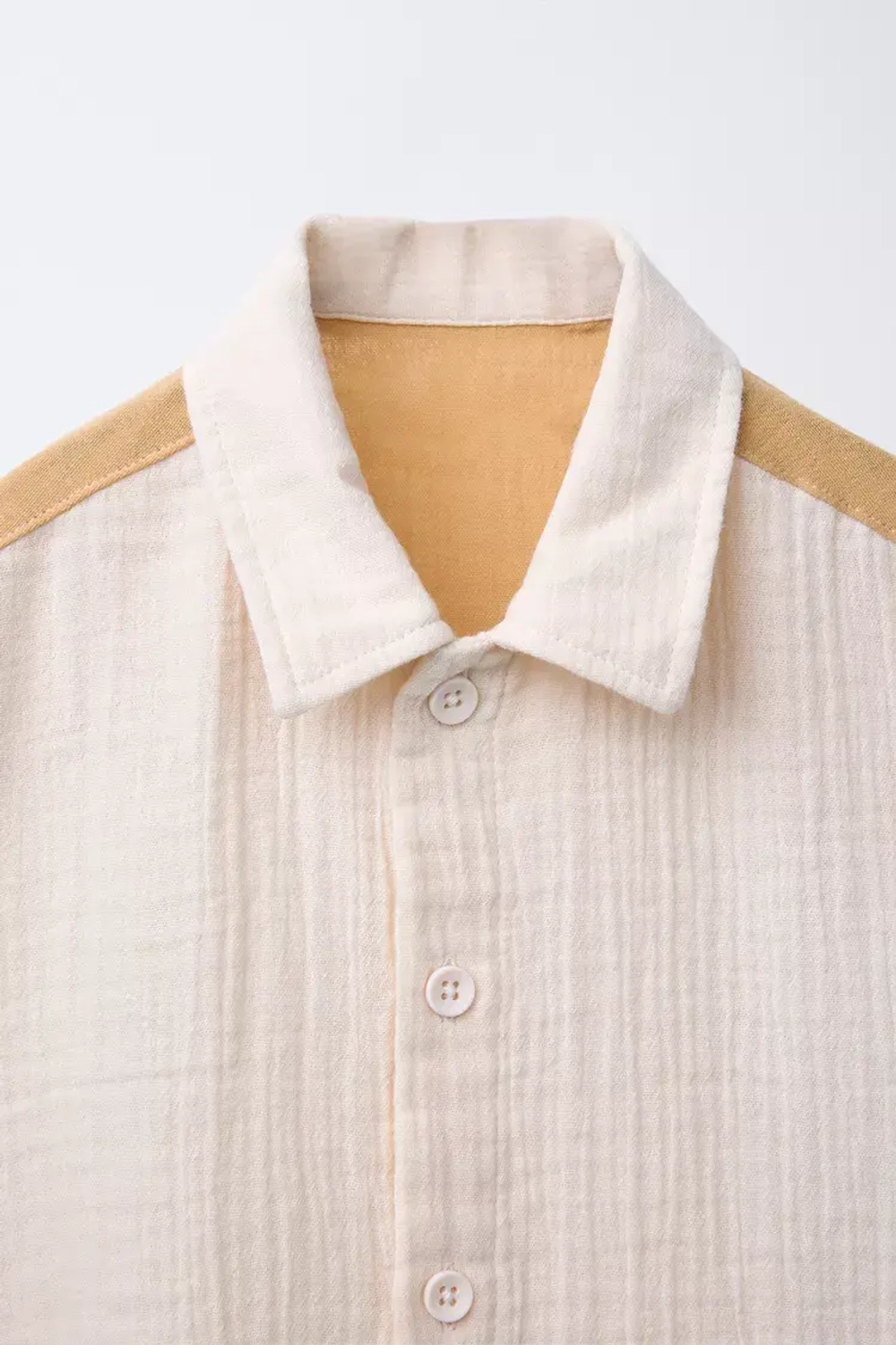 ZARA РУБАШКА ИЗ РЕЛЬЕФНОЙ ТКАНИ, ЭКРЮ