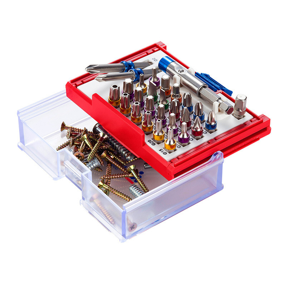 Набор вставок (бит) 1/4&quot;, TORX, HEX, Pozidriv, Phillips, Slotted, 28 предметов МАСТАК 058-11028C