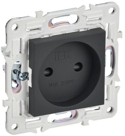 Розетка SKANDY 10А без заземл. защ. шторки SK-R01G графит IEK SK-R13-10-K53