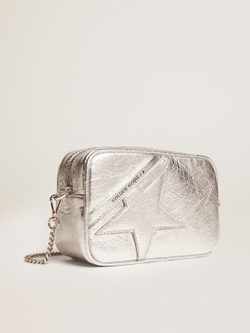 Mini Star Bag in silver laminated leather with tone-on-tone star