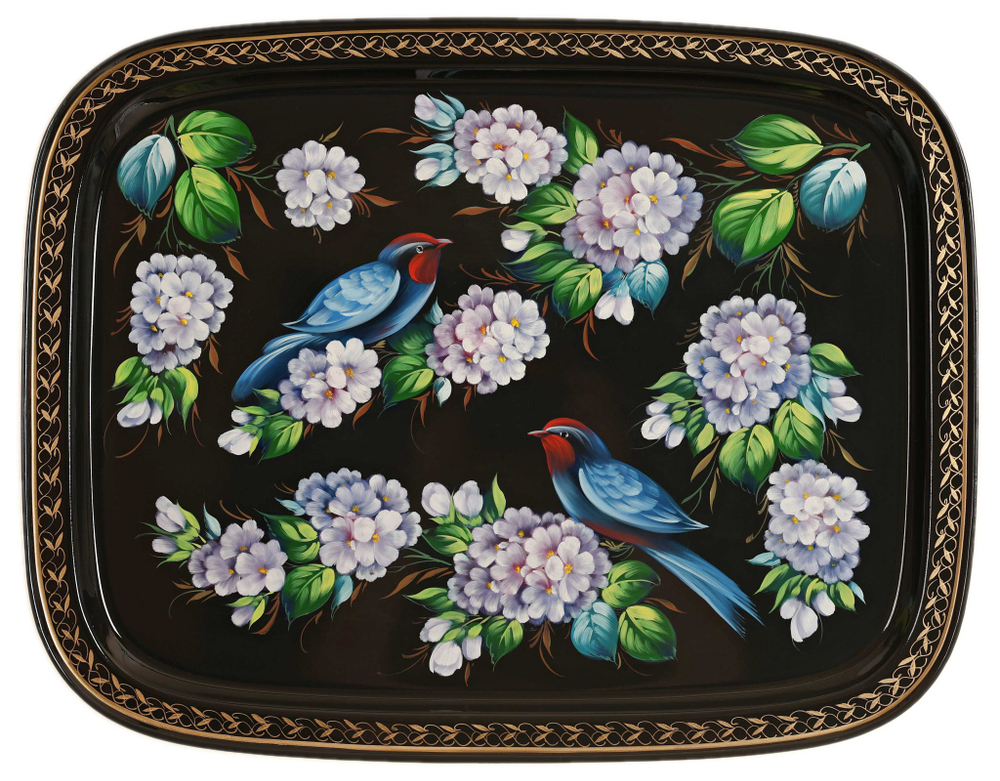 Жостовский поднос декоративный, размер 45х35 см (A19), металлический