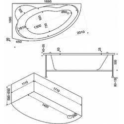 Акриловая ванна Bas (Бас) Лагуна 170х110 L, с каркасом