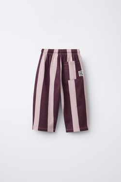 ZARA ПРЯМЫЕ БРЮКИ ИЗ МЯГКОЙ ТКАНИ В ПОЛОСКУ, ЛИЛОВЫЙ