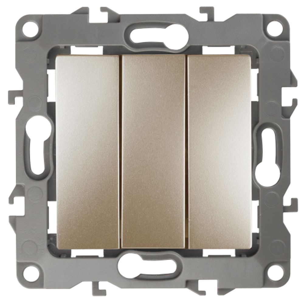 12-1107-04 ЭРА Выключатель тройной, 10АХ-250В, IP20, Эра12, шампань | Эра 12 Шампань