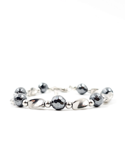 Браслет женский на руку из гематита и нержавеющей стали