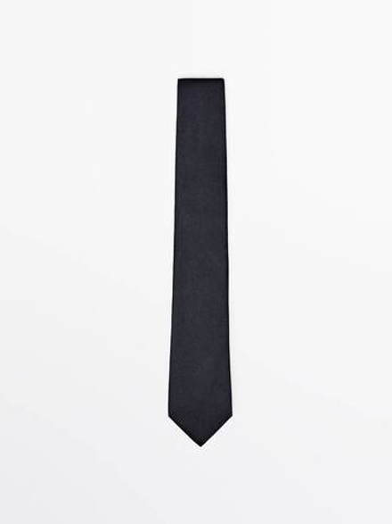 Massimo Dutti Галстук из 100% шелка с мелким рельефным узором,  синий