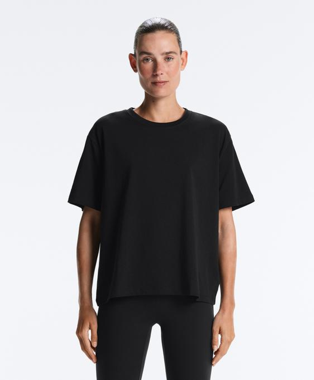 Oysho Boxy футболка с короткими рукавами из смесового хлопка, черный