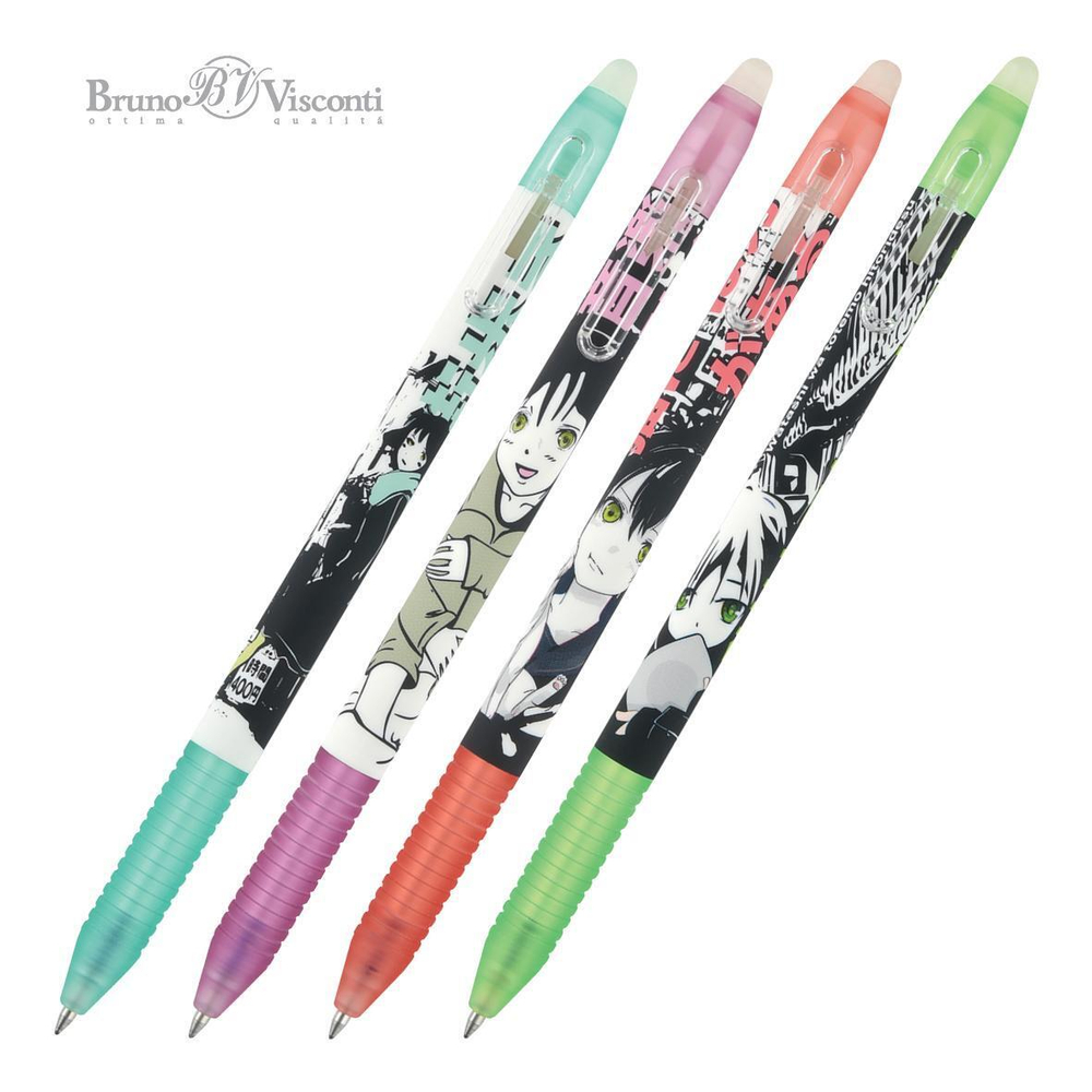 Ручка MANGA ANIME. CITY со стираемыми чернилами 0.5мм, синяя 4 вида (Bruno Visconti)