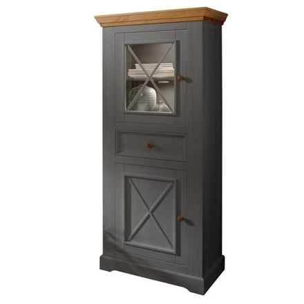 Шкаф для посуды «Форест» низкий 2 двери 1 ящик серый 7012/бейц-масло