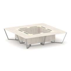 Steel Meet Стол переговорный квадратный KM-PR.B.SP-16K Денвер Светлый/Ваниль Глянец/Металл Серый 320