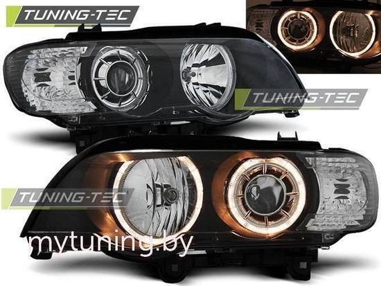 Передние фары angel eyes black H7 для BMW X5 E53