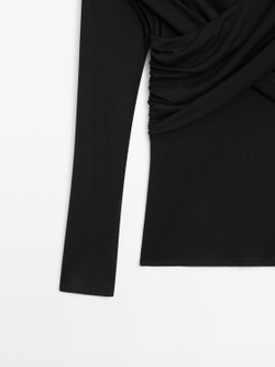 Massimo Dutti Топ с открытыми плечами, черный