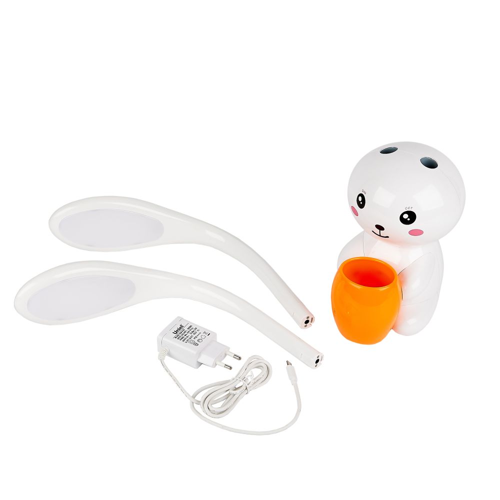 ULM-D160 12W-3000-6000K-DIM WHITE Светильник настольный светодиодный Заяц. с подставкой под канцелярские принадлежности. Сенсорный выключатель. Диммер. Белый. TM Uniel