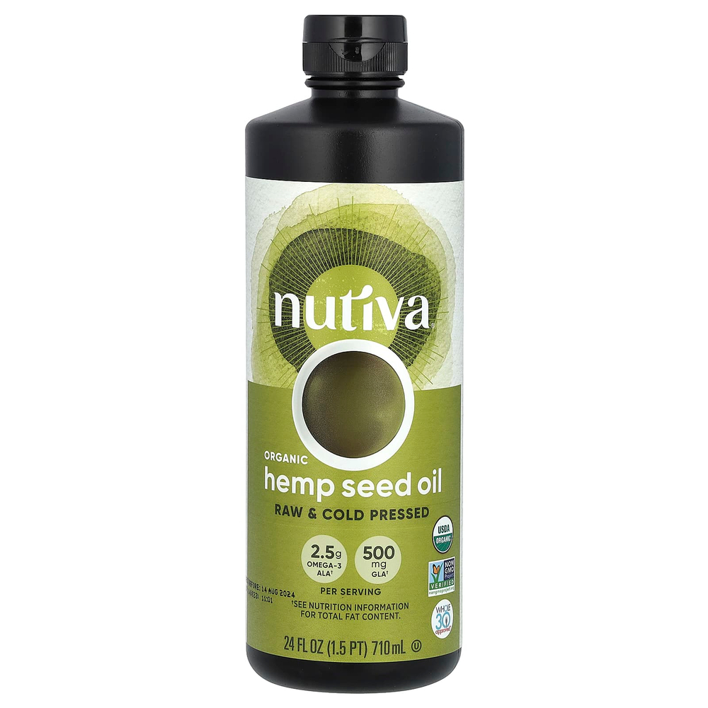 Nutiva, органическое конопляное масло, необработанное, холодного отжима, 710 мл (24 жидк. унции)