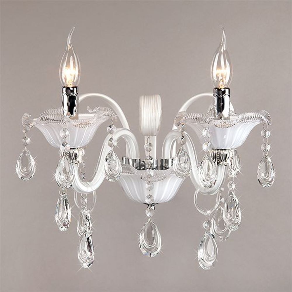 Настенный светильник с хрусталем 125/2 белый / хром