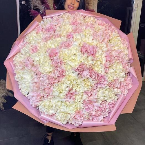 Букет 51 французская роза микс, розовые и белые