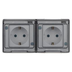 Розетка ЭРА Эксперт 11-2504-01 двойная с заземлением 2х2P+E горизонт IP55 шторки 16A-250В ОУ белый