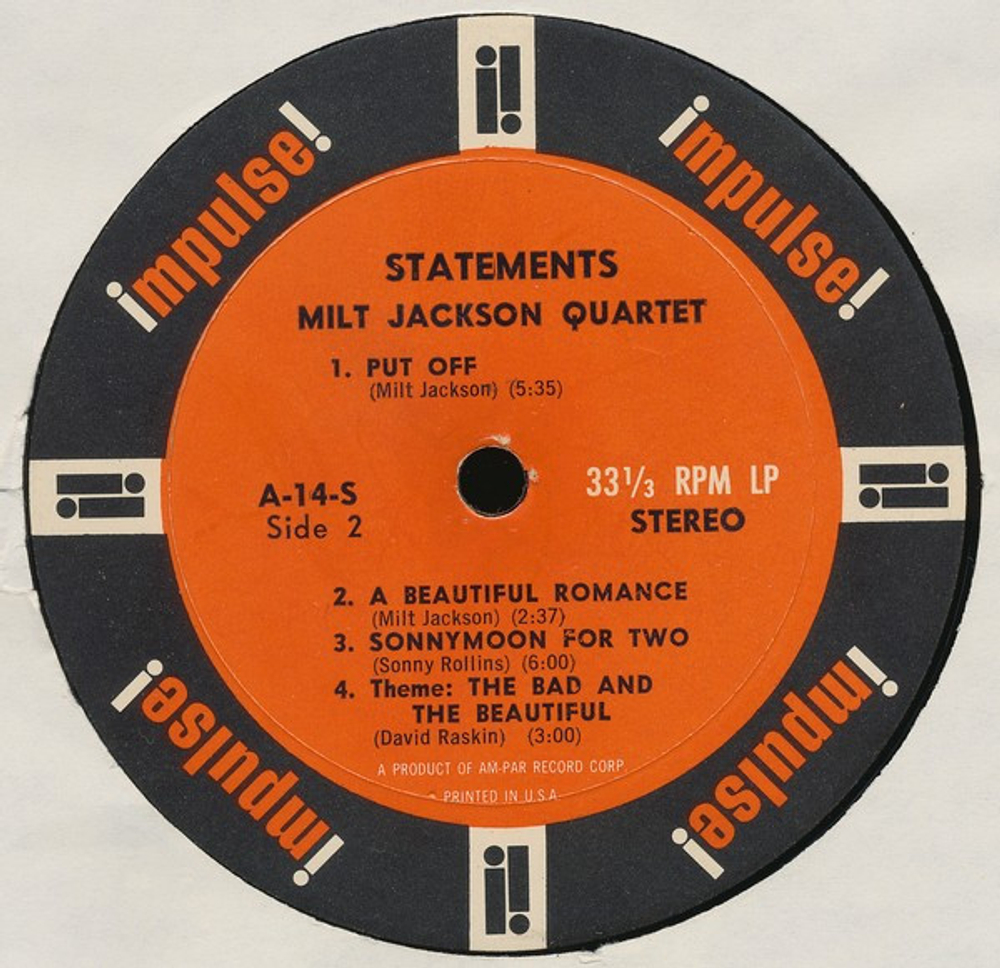 Milt Jackson - Statements - US OG Impulse Stereo