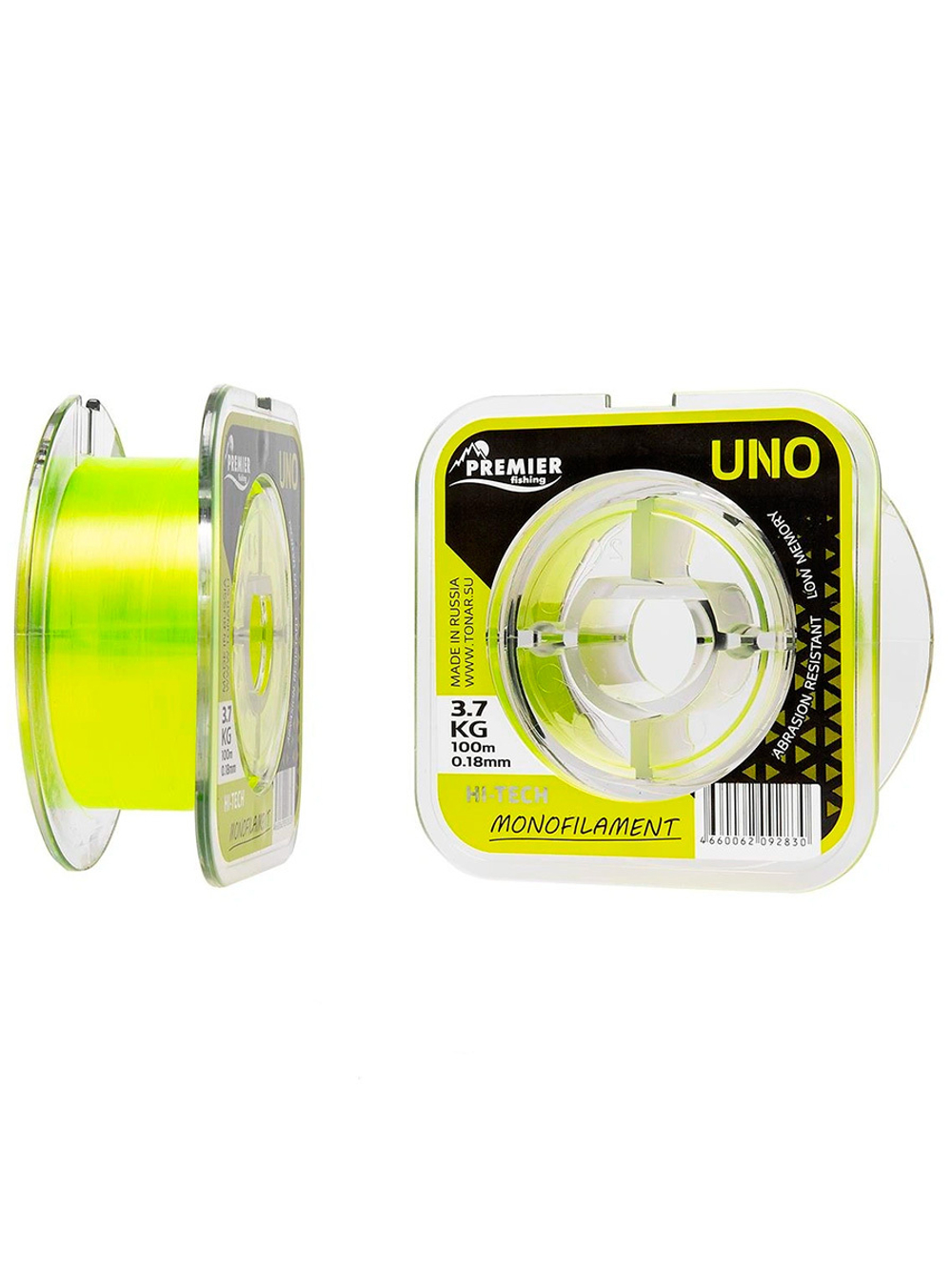 Леска для рыбалки Premier Fishing UNO F.Yellow Nylon 0,18mm/100m (PR-U-Y-018-100)