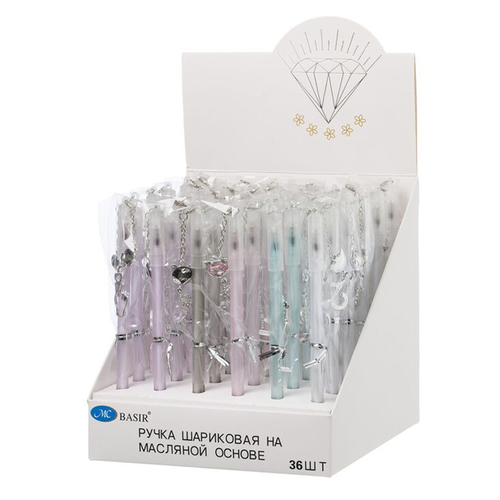 Ручка шариковая, масляная, Basir, синие чернила, серия "Кошка", с брелоком, 36 шт