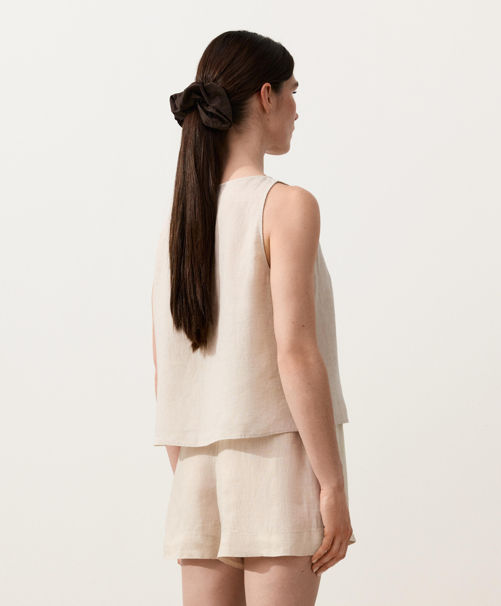 Oysho Топ из 100% льна, песочный меланж