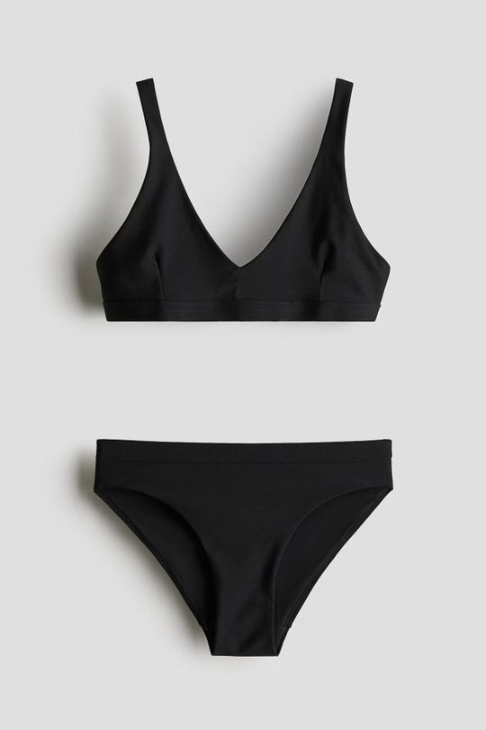 H&M КУПАЛЬНИК С V- ОБРАЗНЫМ ВЫРЕЗОМ, ЧЕРНЫЙ