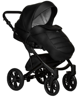 Детская коляска Indigo Mio Eco 3 в 1 с автокреслом Avionaut Cosmo 01 черная кожа