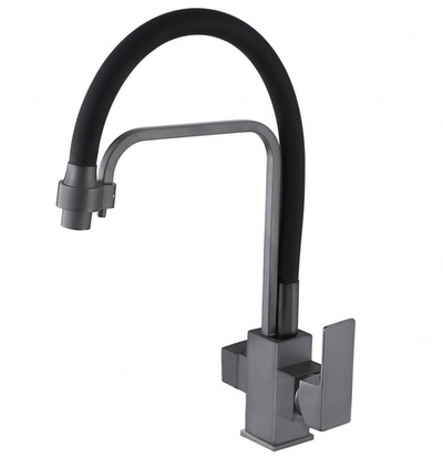 15005-QH Смес. для кухни с гиб шланг и под филт (ГРАФИТ.+ЧЕРНЫЙ.) ViEiR (10/1шт)