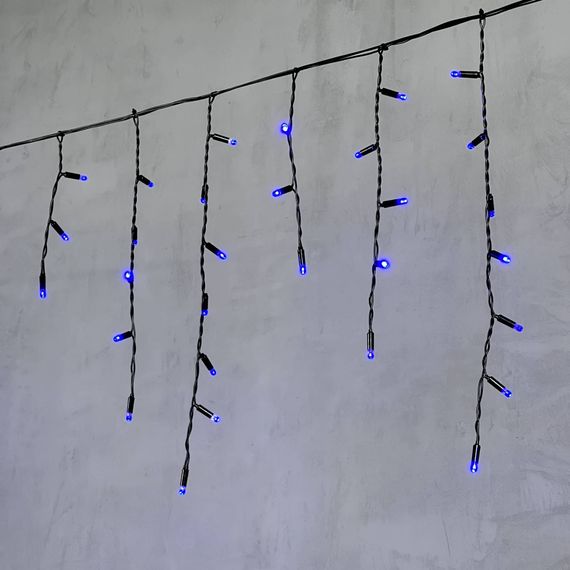 Светодиодная бахрома с колпачком 3,1*0,5 м., 120 синих LED ламп, черный провод ПВХ, IP65, LTC (PIL120CAP-11-2B)