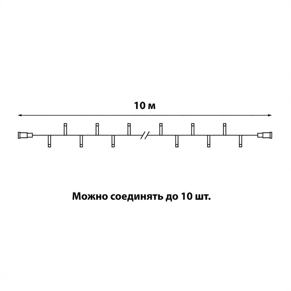 ULD-F90PRO S10M-100-SBK WH Гирлянда светодиодная. 10м. без вилки. Статическое свечение. Соединяемая. 100 светодиодов. Белый свет 6000K. IP67. Провод черный. ТМ Uniel