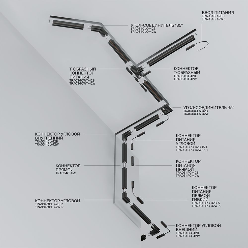 Шинопровод встраиваемый Technical TRX034-423B
