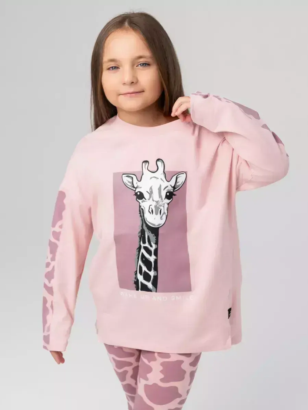 Розовый костюм для девочки на весну с леггинсами